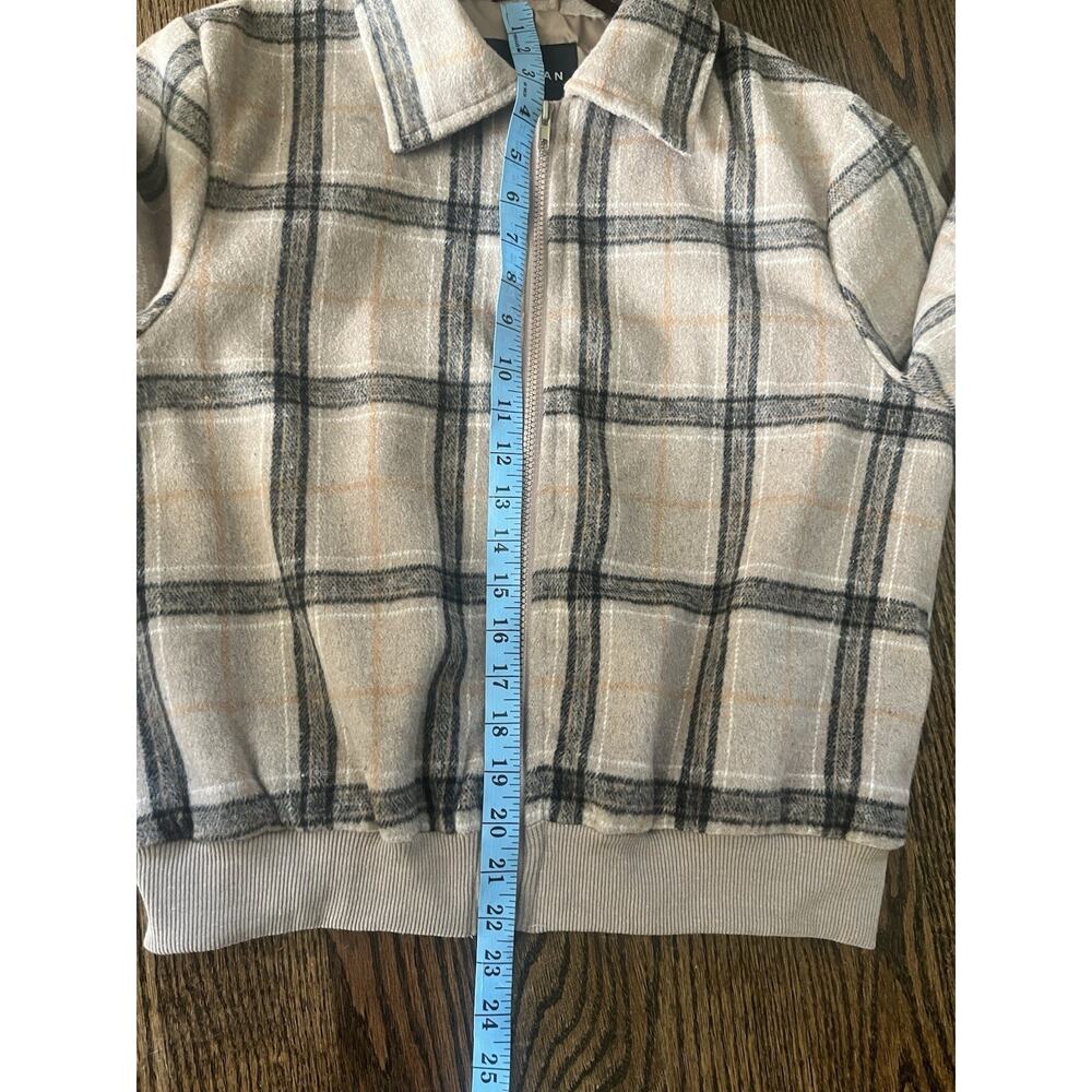 Parisian women bomber jacket Sz. 10 plaid brown academia preppy - Picture 7 of 7